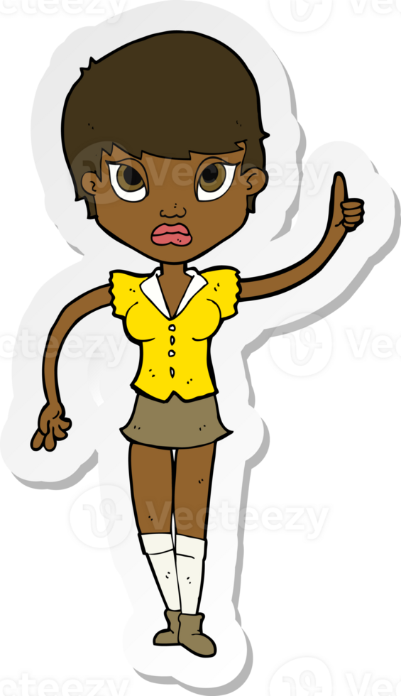 sticker of a cartoon pretty woman with idea png