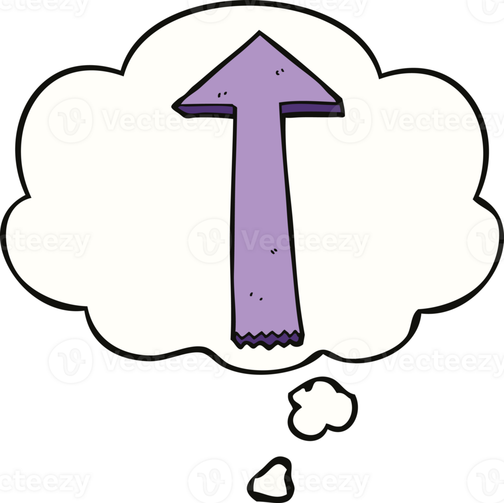 cartoon pointing arrow and thought bubble png