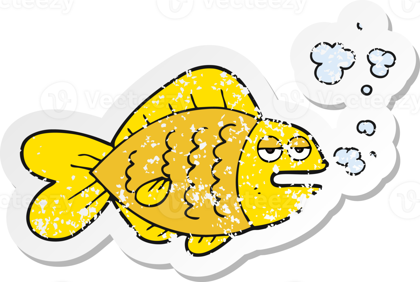 retro distressed sticker of a cartoon funny fish png