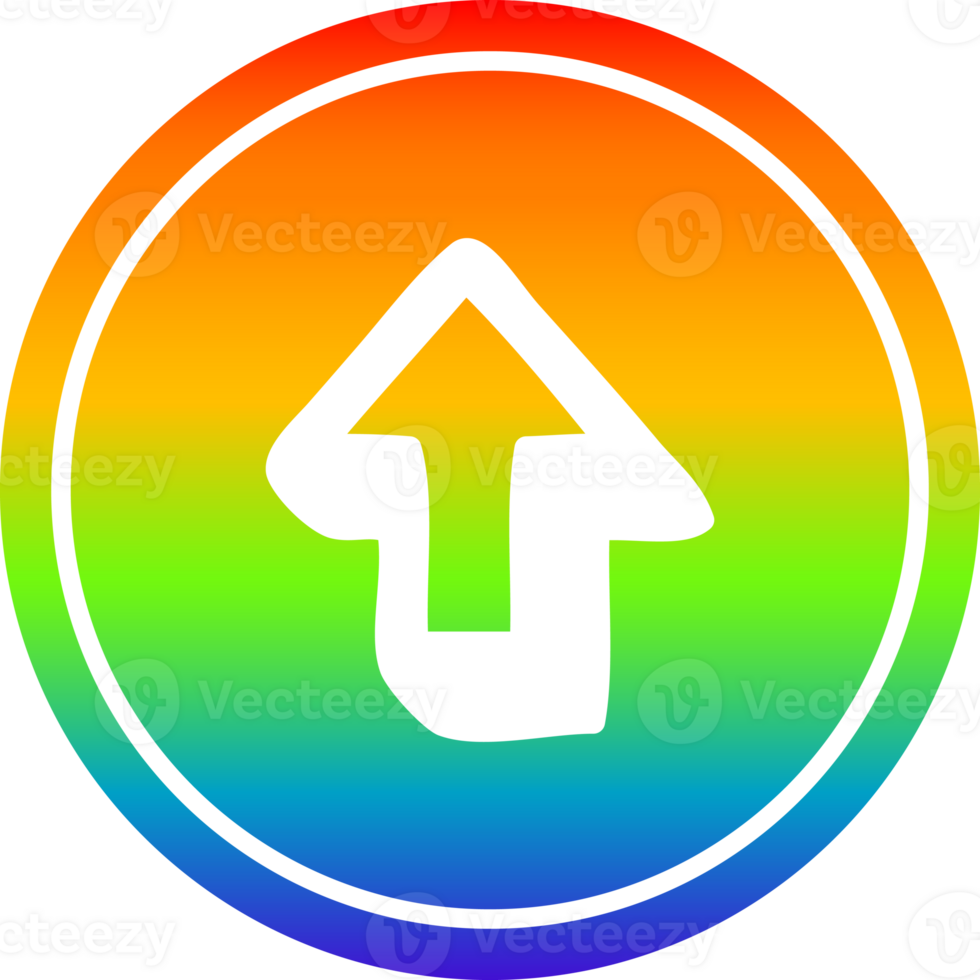 direction arrow circular in rainbow spectrum png