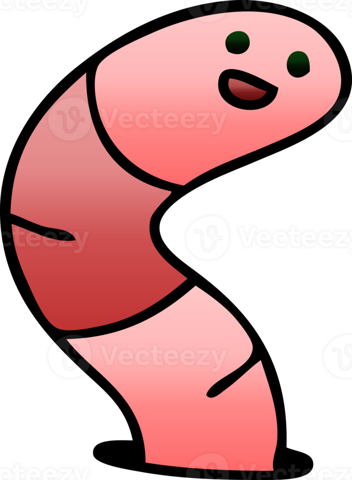 quirky gradient shaded cartoon worm png