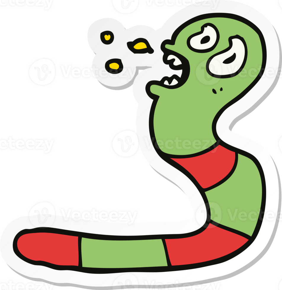 sticker of a cartoon frightened worm png