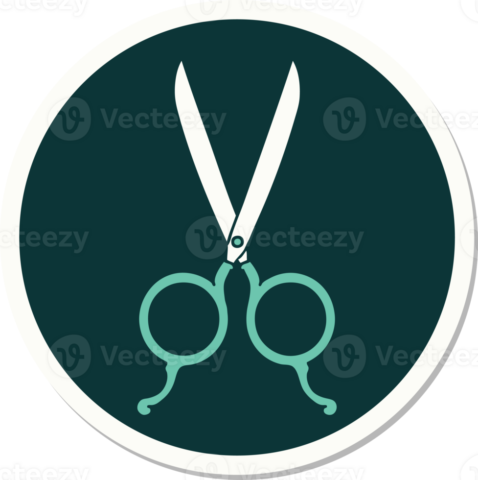 tattoo style sticker of barber scissors png