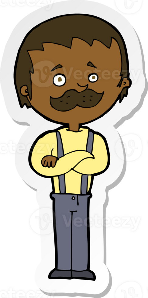 sticker of a cartoon man with mustache png