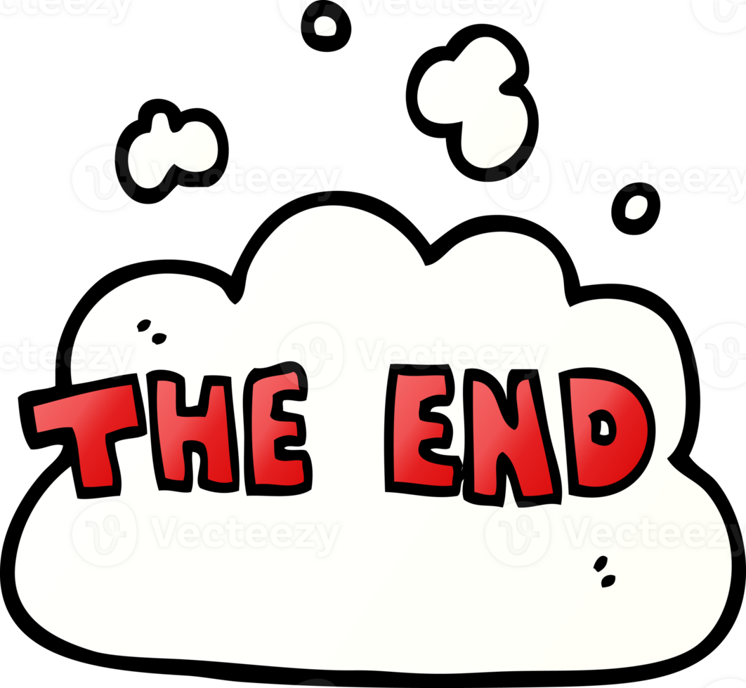 cartoon doodle wording the end png