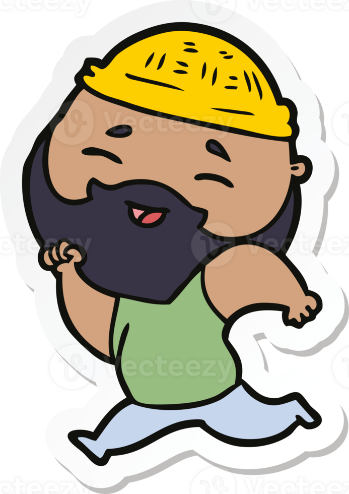 sticker of a cartoon happy bearded man png
