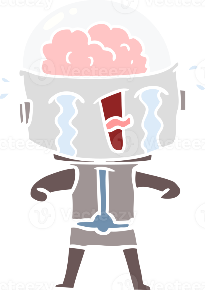 flat color style cartoon crying robot png