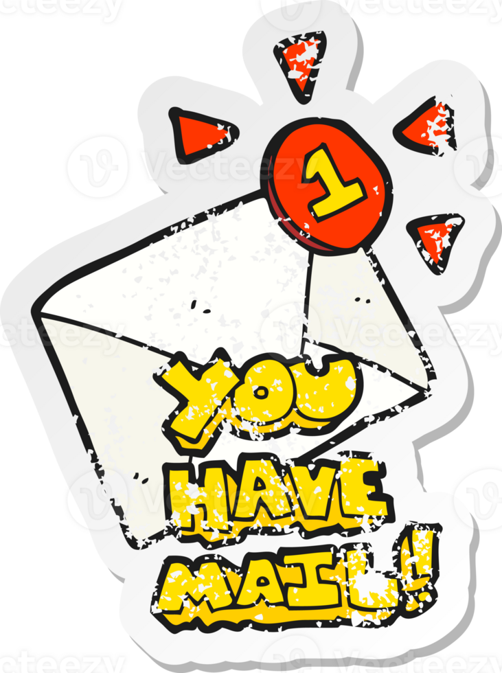 retro distressed sticker of a cartoon email png
