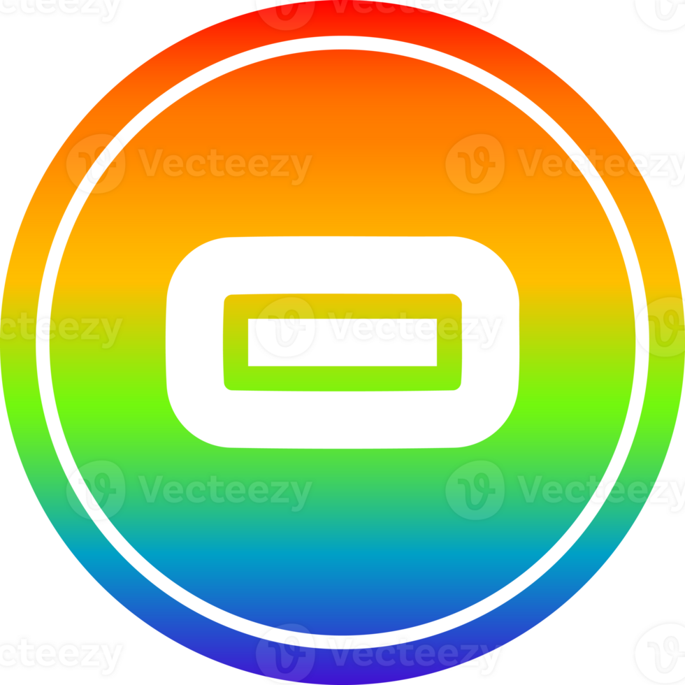 simbolo di sottrazione circolare nello spettro arcobaleno png