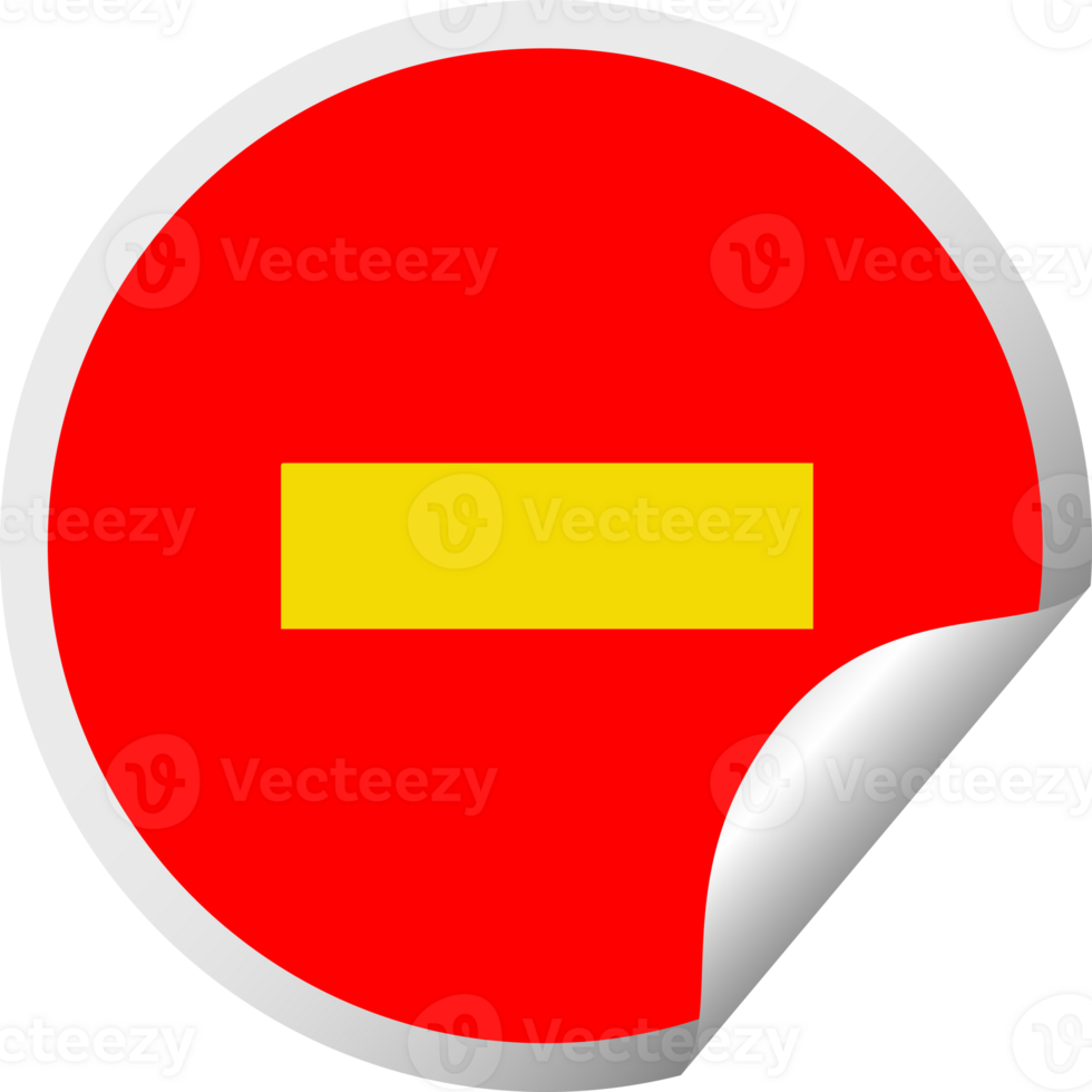 circular peeling sticker cartoon minus symbol png