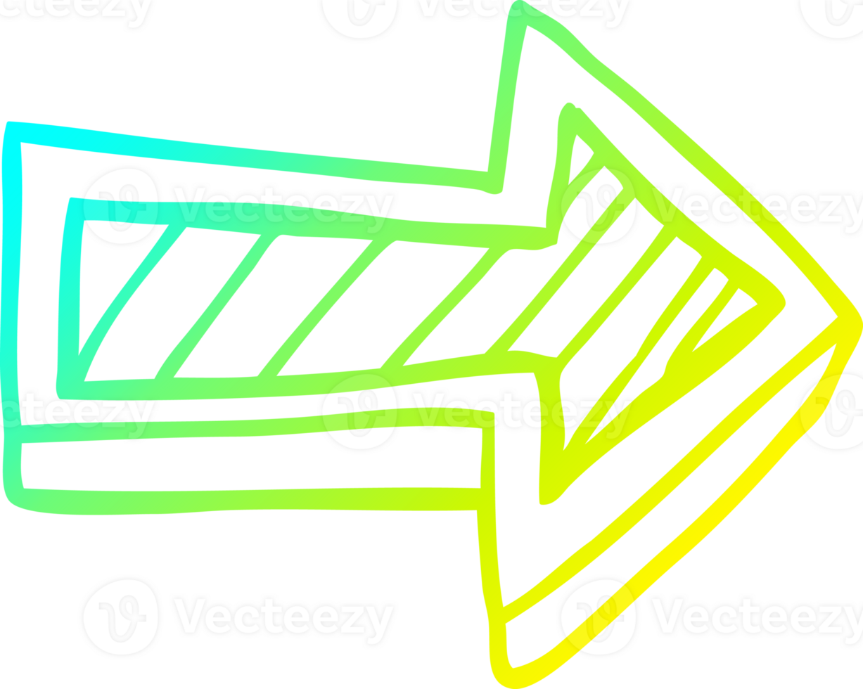 cold gradient line drawing cartoon directing arrow png