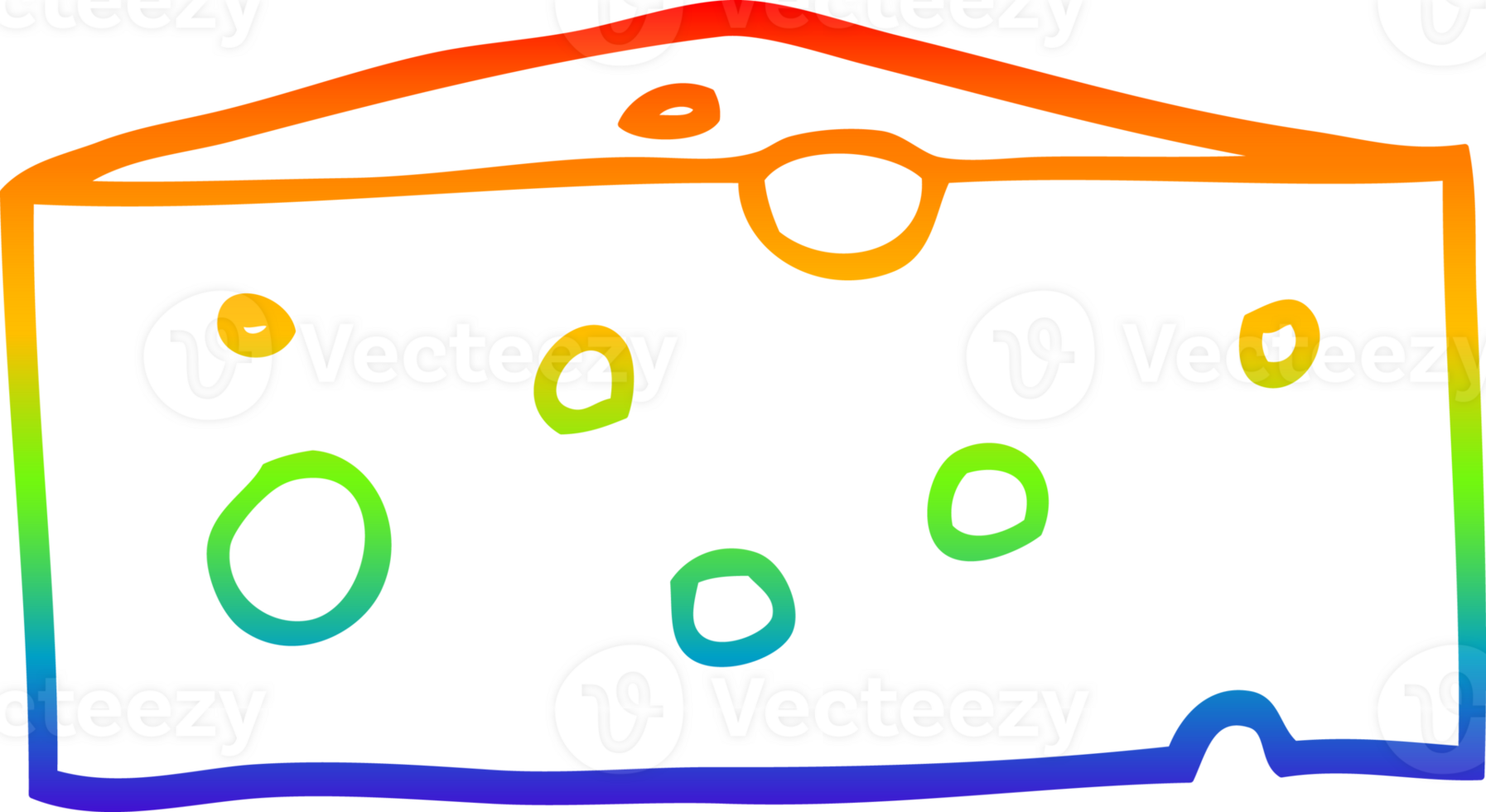 rainbow gradient line drawing cartoon cheese png