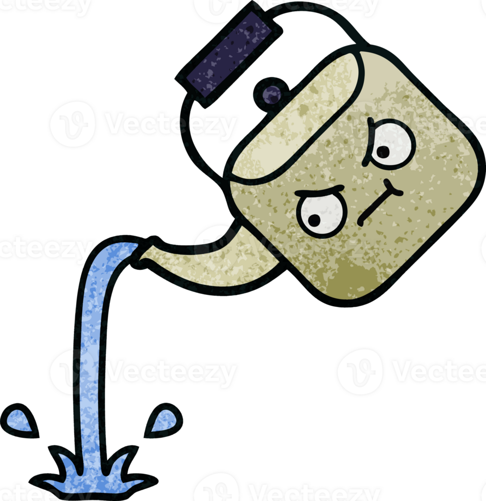 retro grunge texture cartoon pouring kettle png