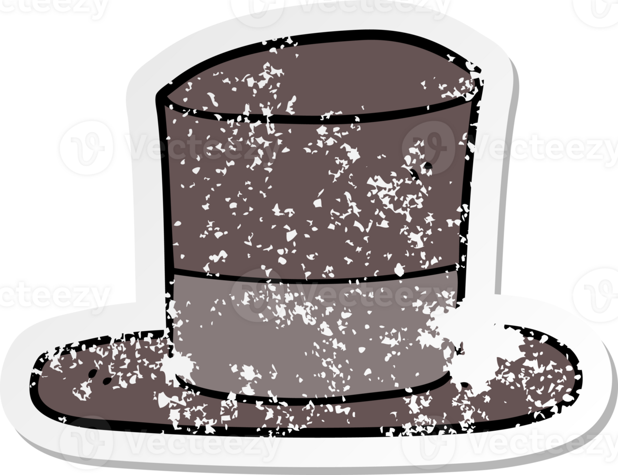 distressed sticker of a cartoon top hat png