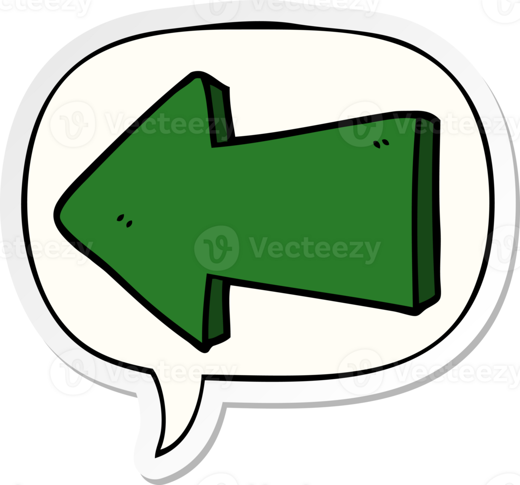 cartoon pointing arrow and speech bubble sticker png