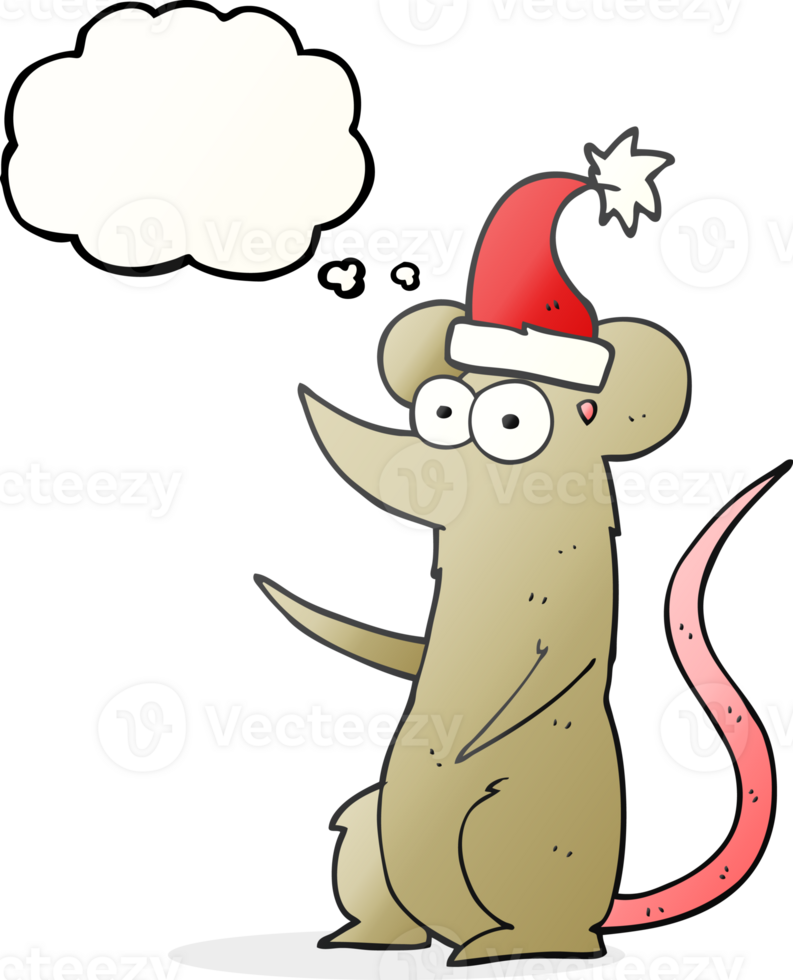 thought bubble cartoon mouse wearing christmas hat png