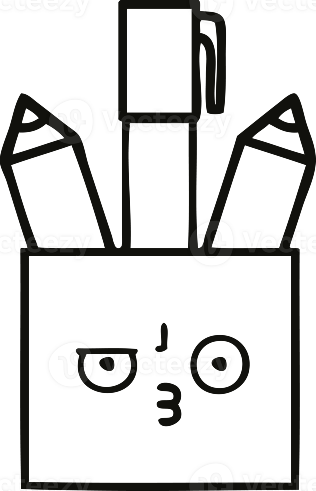 line drawing cartoon pencil pot png