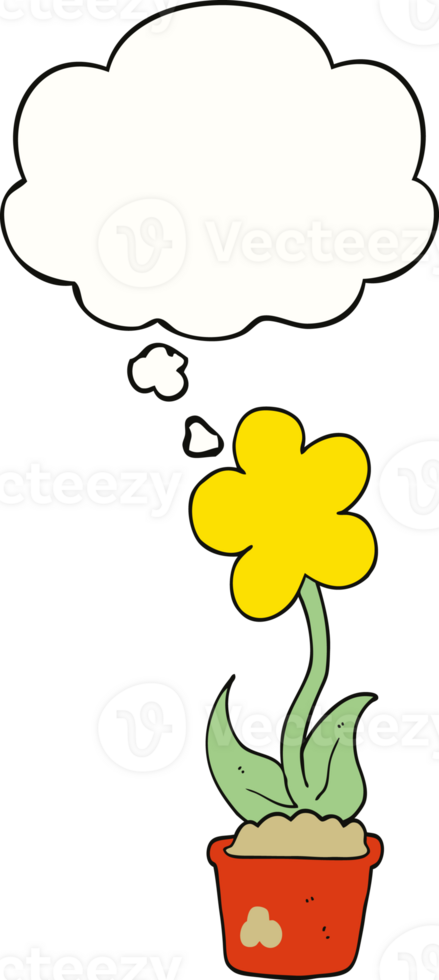 cute cartoon flower and thought bubble png