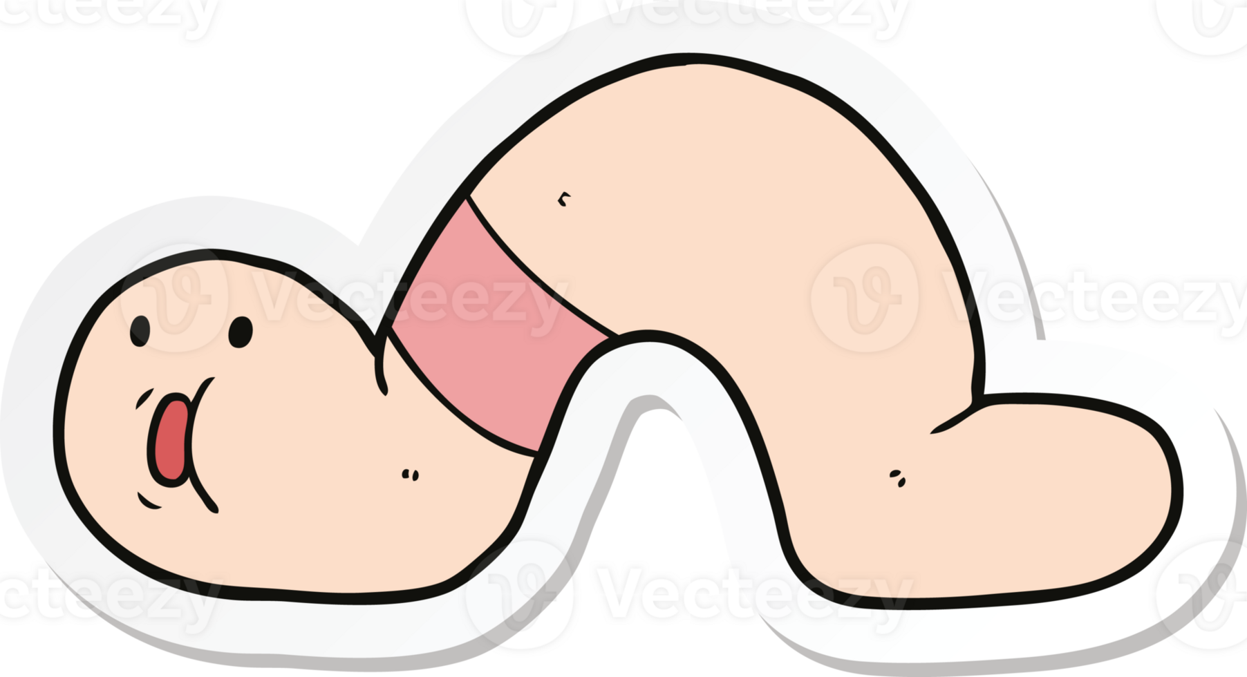 sticker of a cartoon surprised worm png