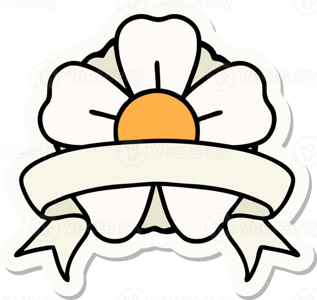 tattoo sticker with banner of a flower png