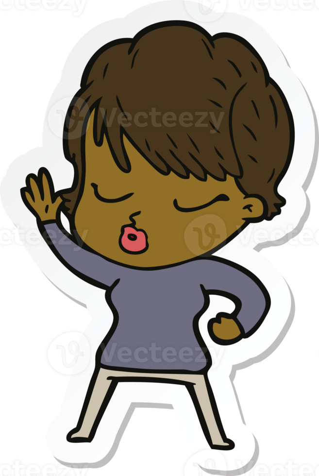 sticker of a cartoon woman with eyes shut png