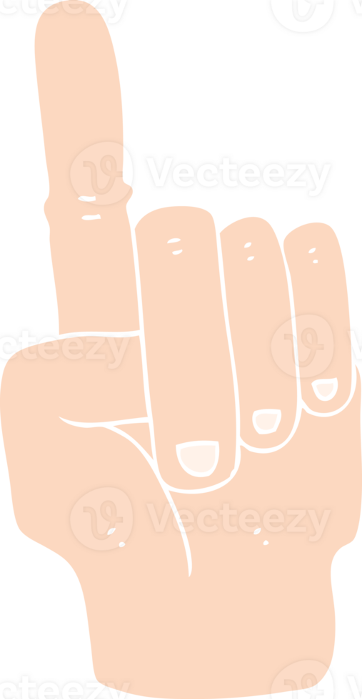 flat color illustration of a cartoon pointing hand png