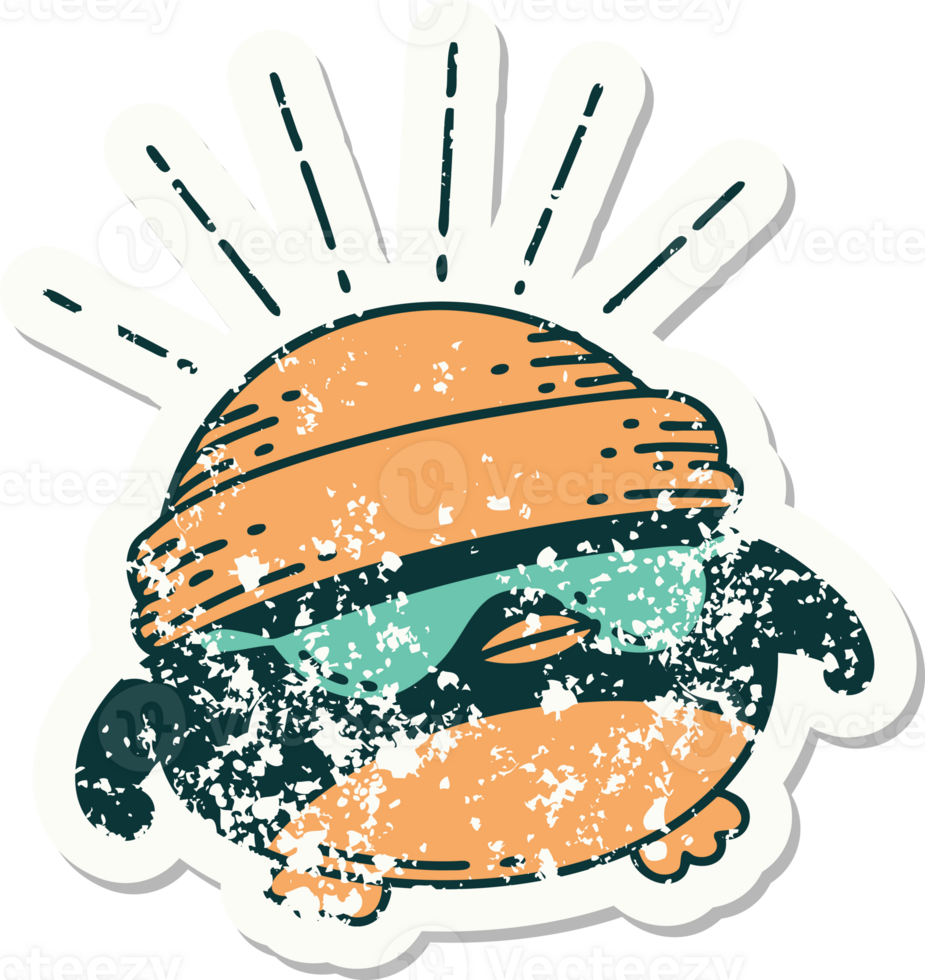 grunge sticker of tattoo style cool robin png