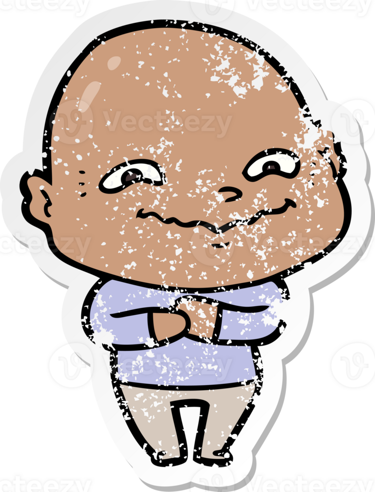 distressed sticker of a cartoon creepy guy png