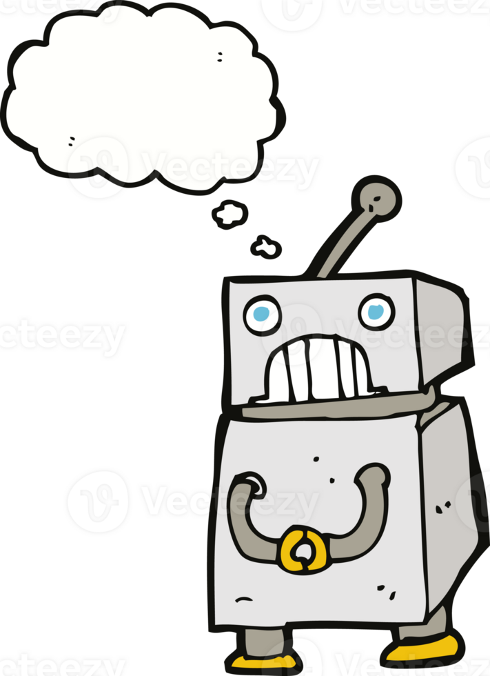 cartoon robot with thought bubble png