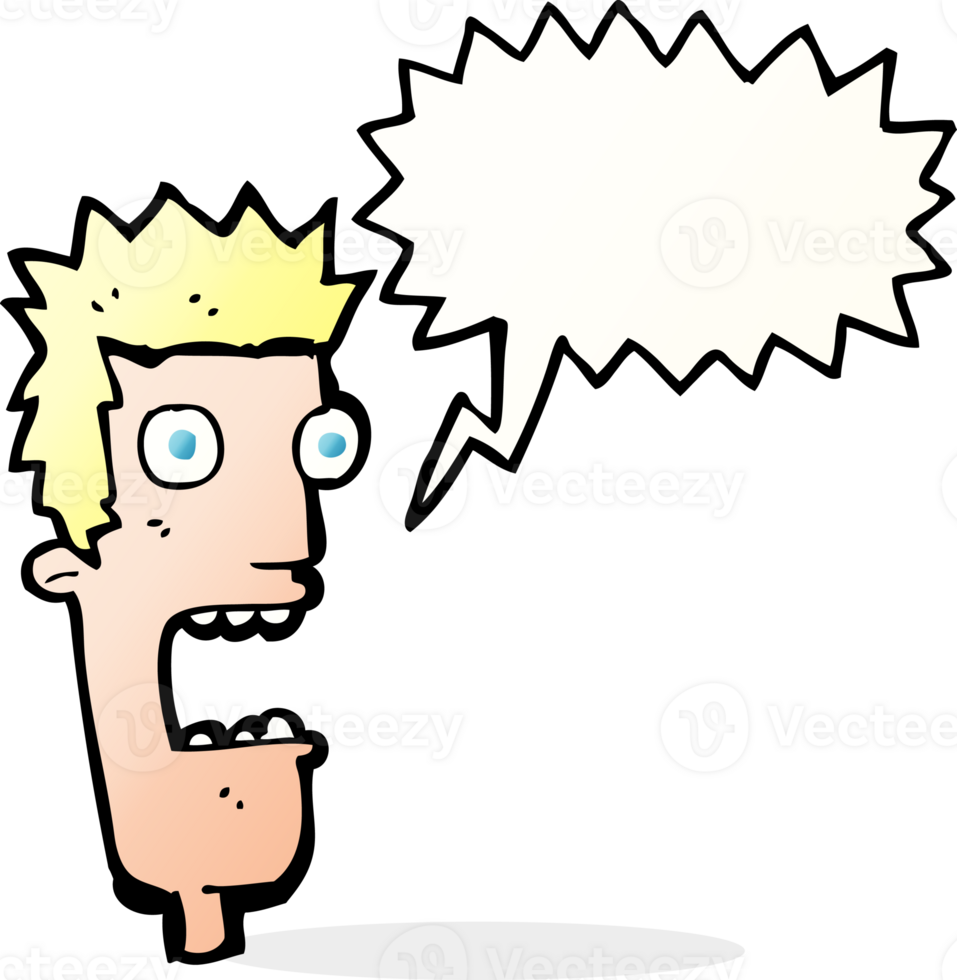 cartoon shocked man's face with speech bubble png