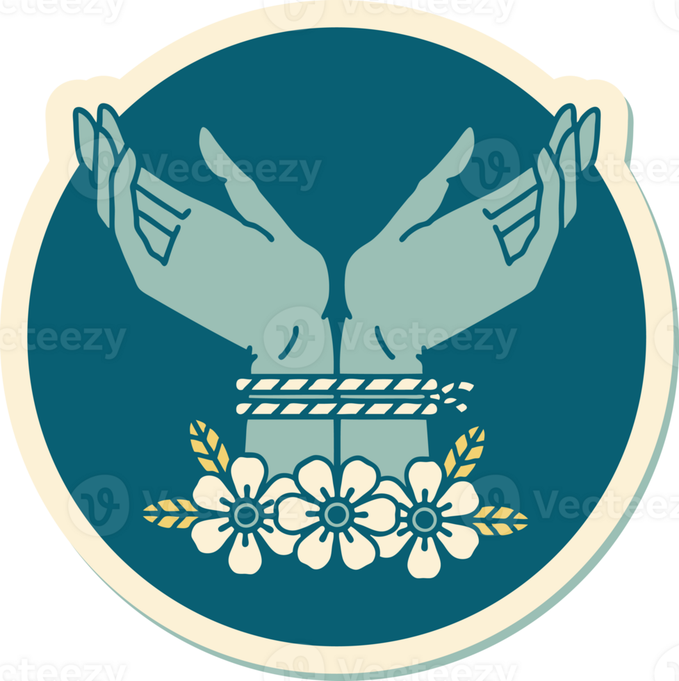 tatoeëren stijl sticker van handen gebonden png