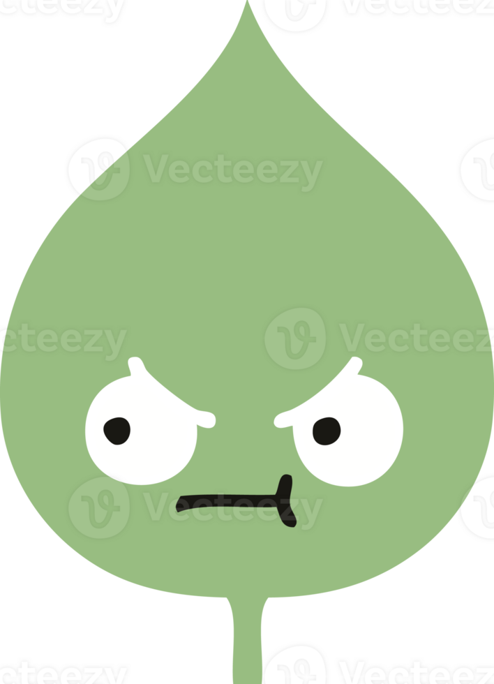 flat color retro cartoon expressional leaf png
