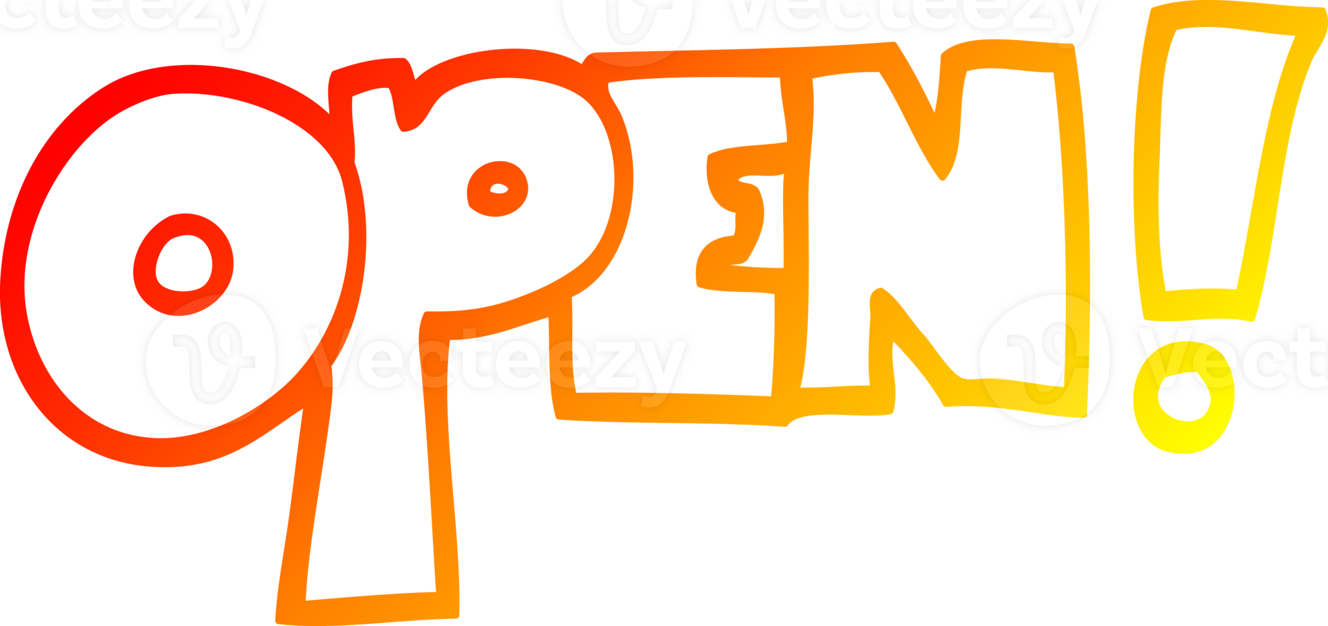 warm gradient line drawing cartoon open sign png