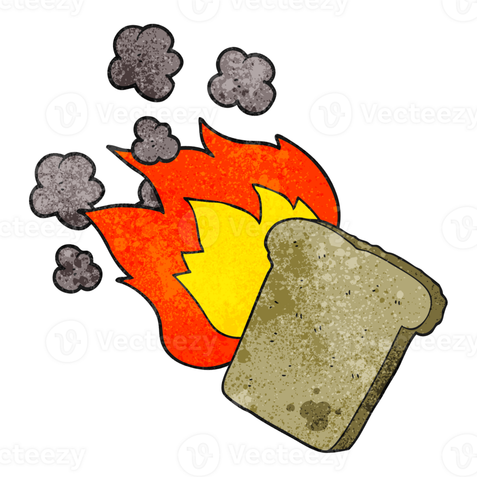 textured cartoon burnt toast png