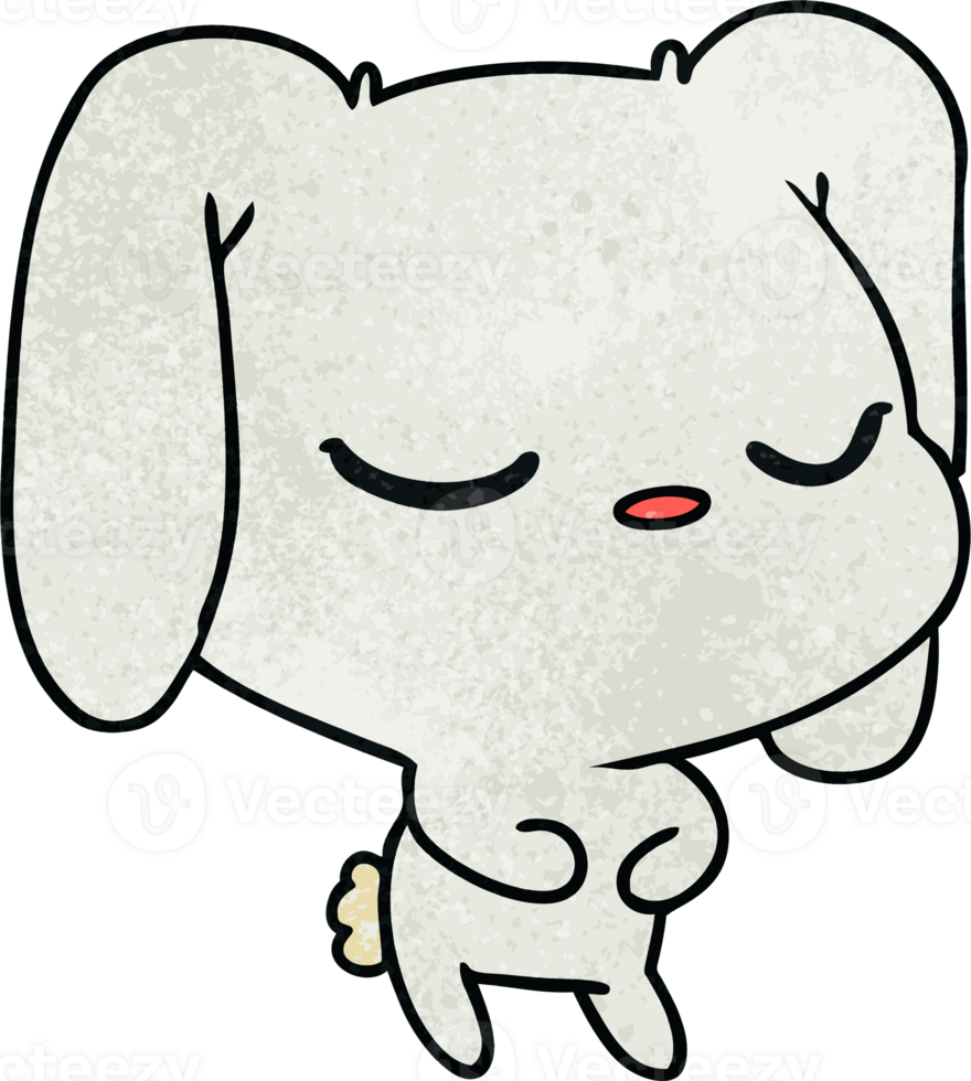 textured cartoon of cute kawaii bunny png