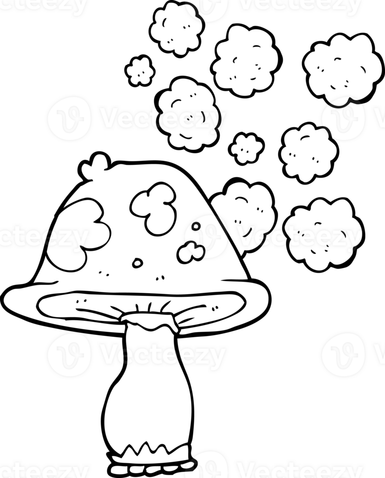 black and white cartoon mushroom png