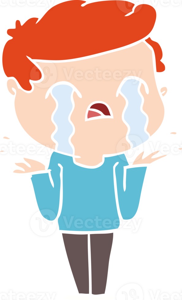 flat color style cartoon man crying png