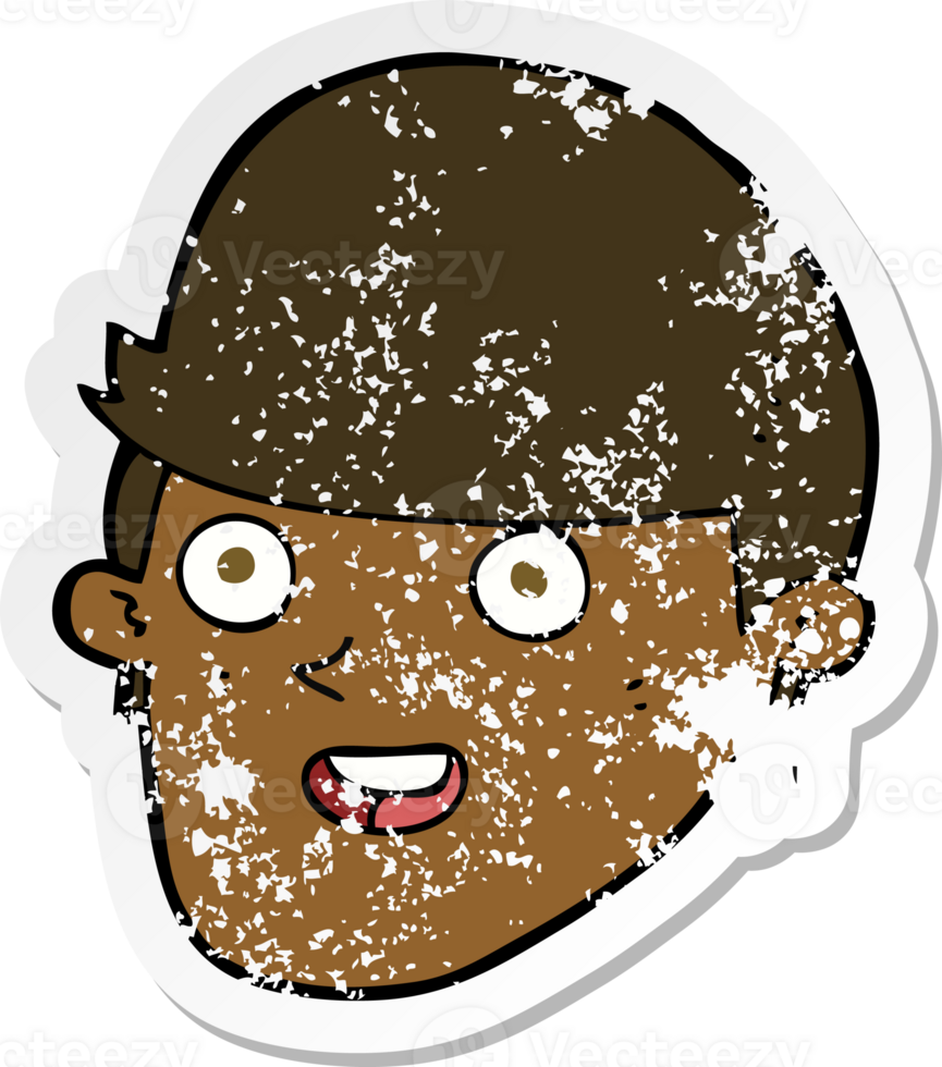 retro distressed sticker of a cartoon man with big chin png