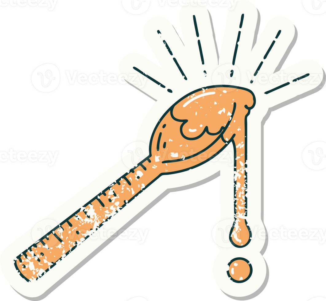 grunge sticker of tattoo style spoonful of honey png