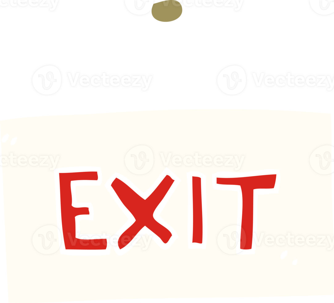 cartoon doodle exit sign png