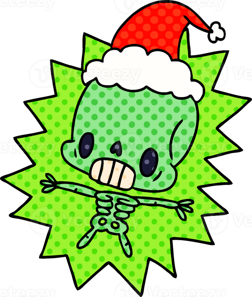 christmas cartoon of kawaii skeleton png