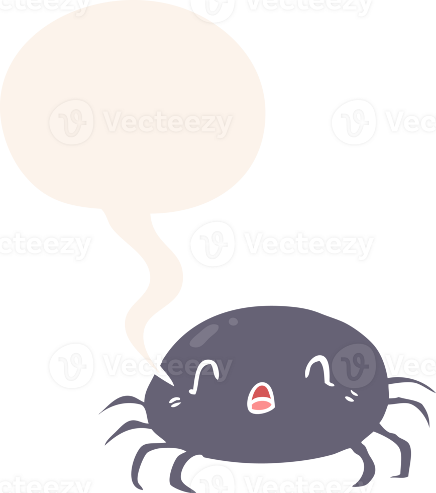 cartoon halloween spider and speech bubble in retro style png