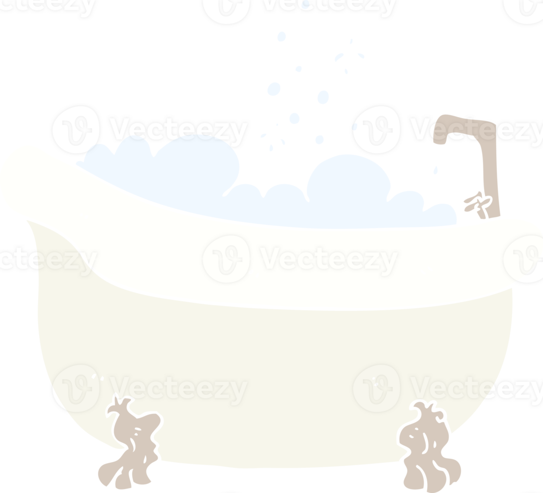 flat color illustration of a cartoon bath full of water png