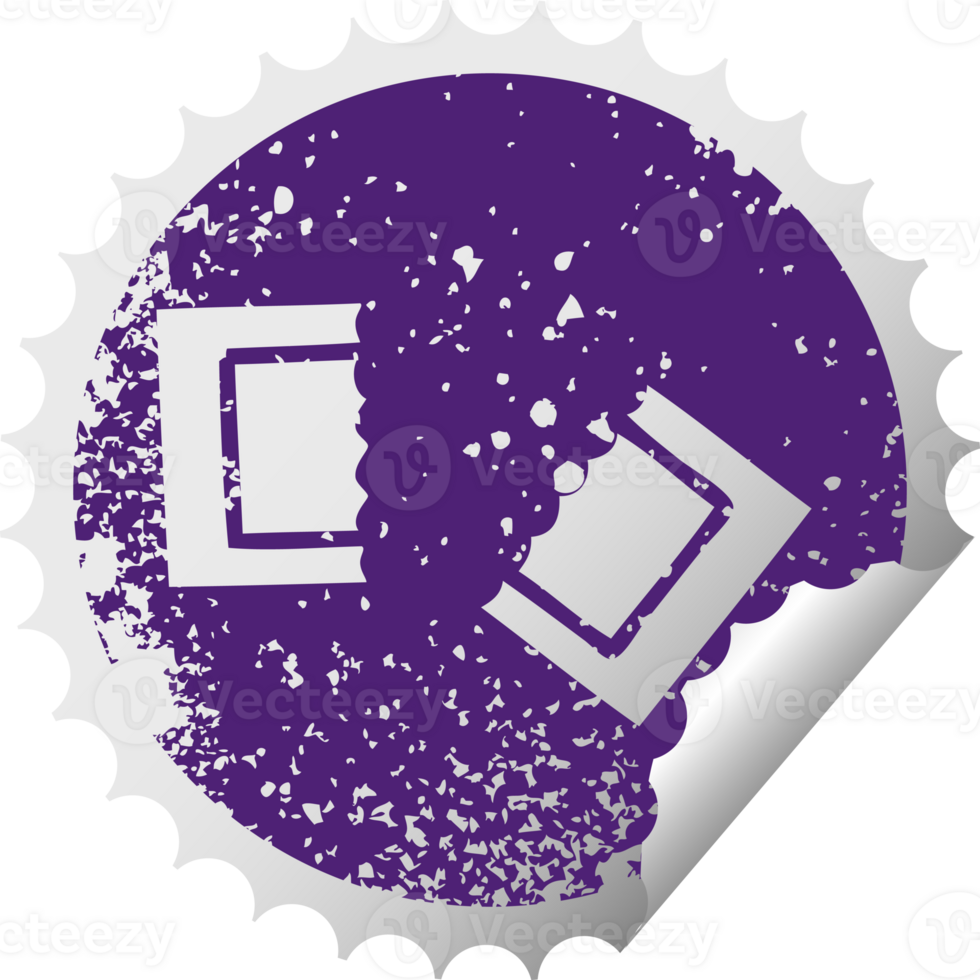 distressed circular peeling sticker symbol cinema ticket png
