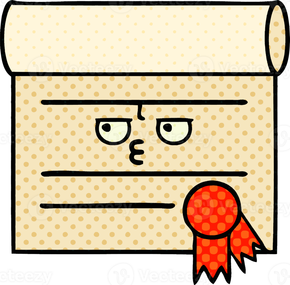 comic book style cartoon certificate png