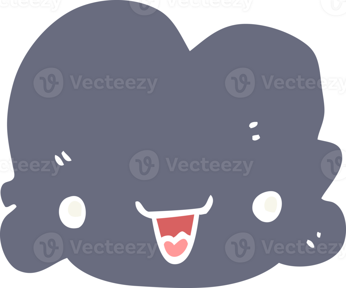 flat color style cartoon tiny happy cloud png