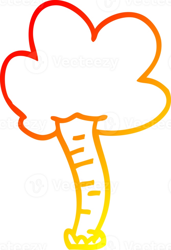 warm gradient line drawing cartoon tree png