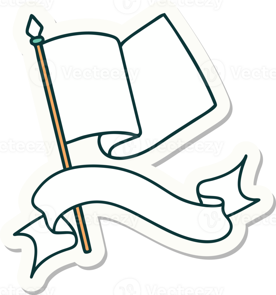 tattoo sticker with banner of a flag png