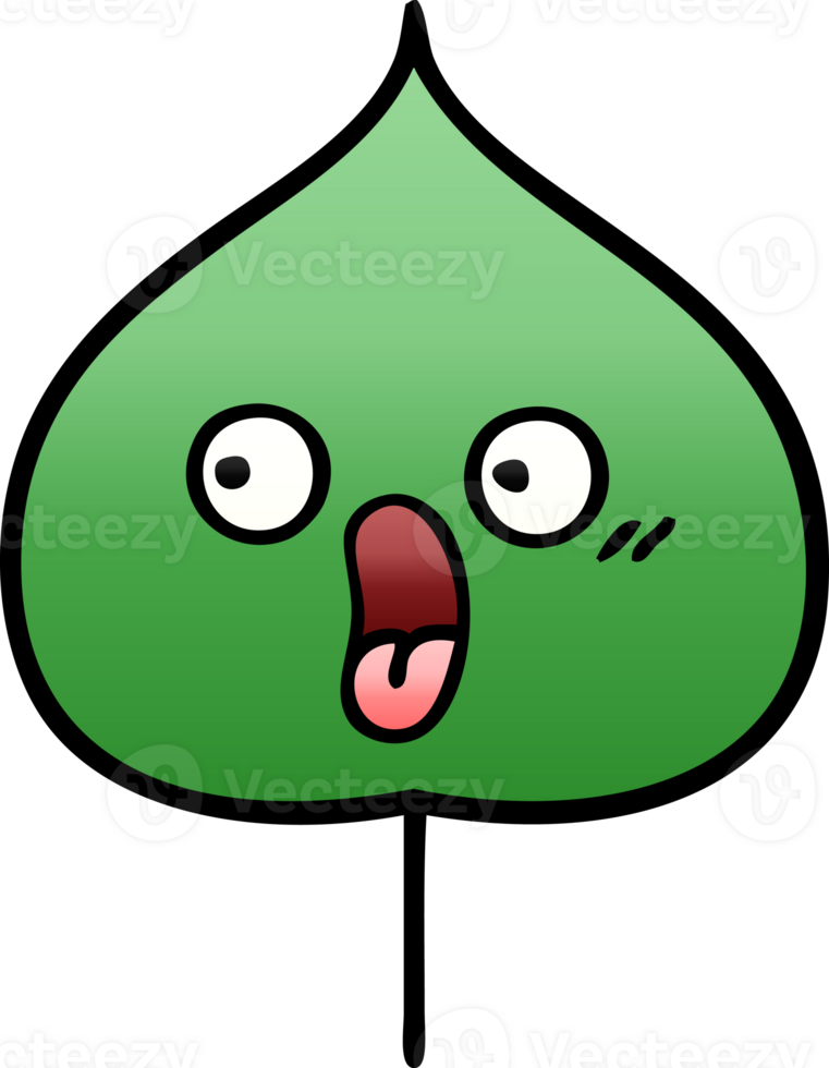 gradient shaded cartoon expressional leaf png