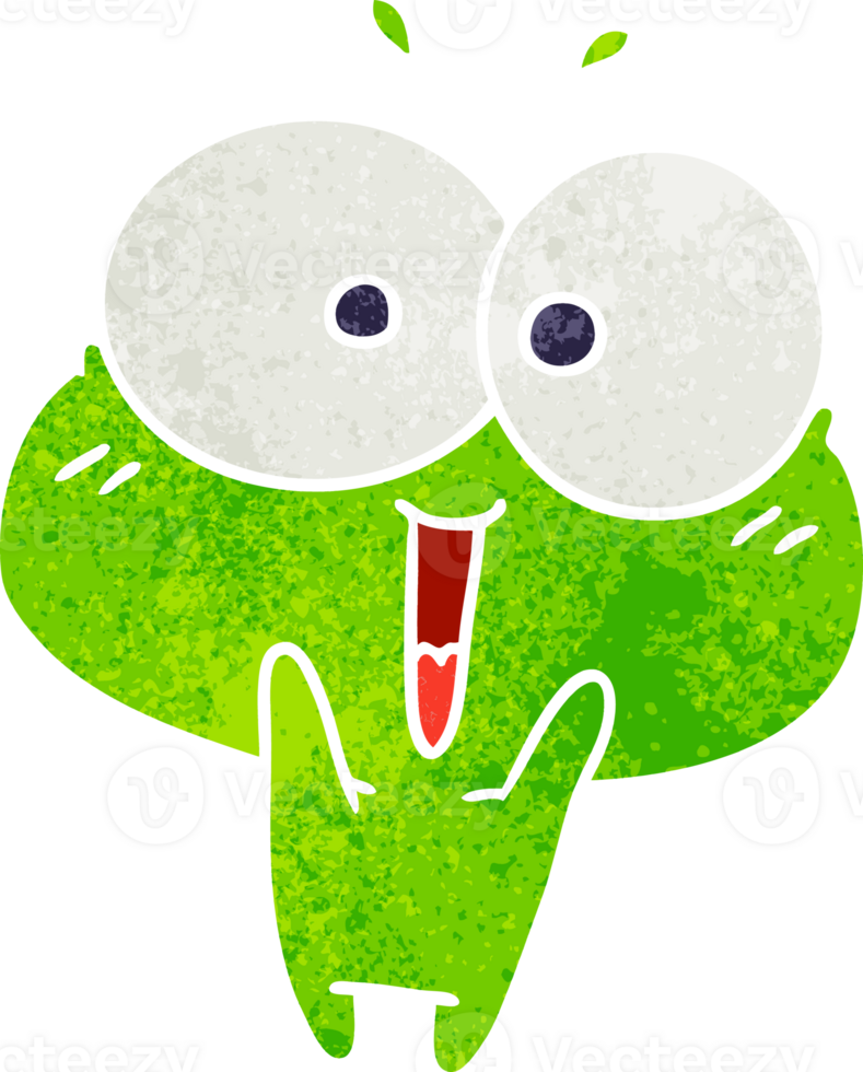 retro cartoon kawaii excited cute frog png